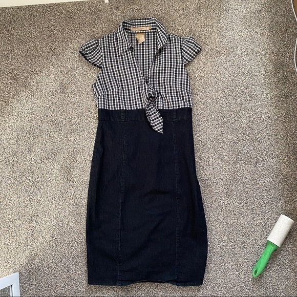 𝅺boom BOOM JEANS GINGHAM/DENIM DRESS - Size Small - Picture 2 of 4